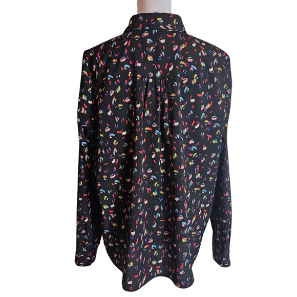 Cabi Confetti Ferris Print Button Up Long Sleeve Blouse Sz Large Career Workwear - Picture 6 of 16